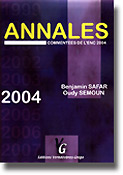 Annales commentes de l'ENC 2004 - Benjamin SAFAR, Oudy SEMOUN - VERNAZOBRES - 